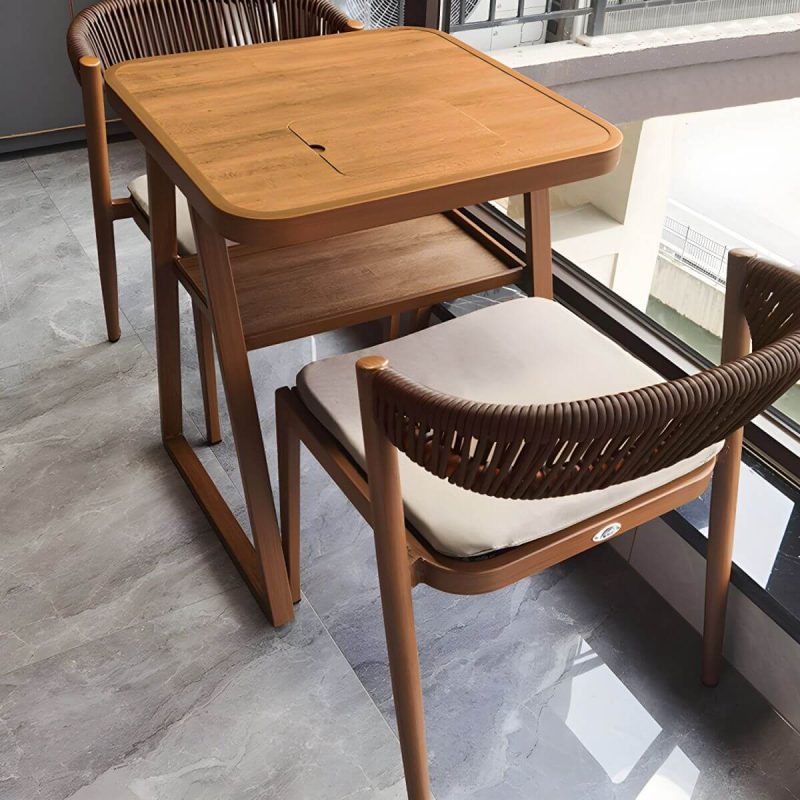 "Modern Style Dining Set Square Metal 1/3 Pcs Dining Table Set - Table & Chair(s) 23.6"L x 23.6"W x 29.5"H 2 Tan"