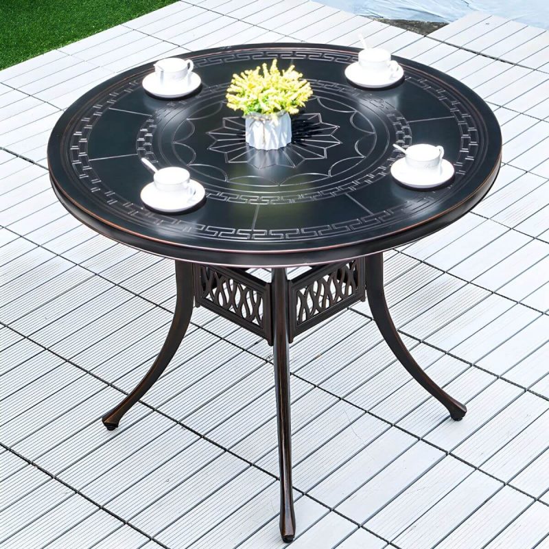 "Aluminum Outdoor Patio Table Industrial UV Resistant Patio Table - Table Only 31.5"L x 31.5"W x 28.7"H Brown-Black"