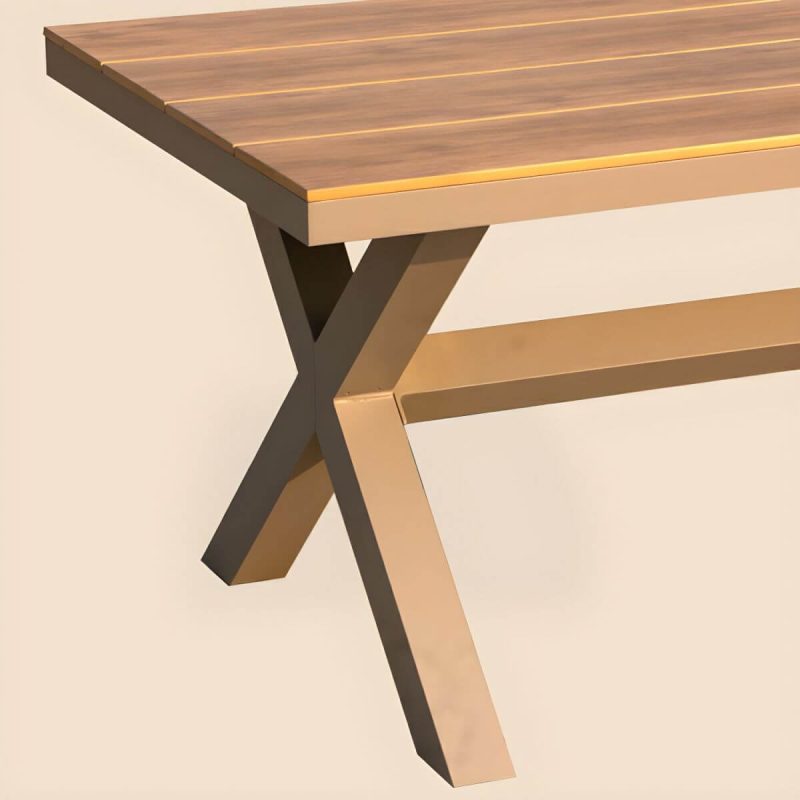 "Contemporary Style Wood Natural Patio Table Rectangle Shape for Outdoor - Table Only 70.9"L x 35.4"W x 29.5"H Brown"