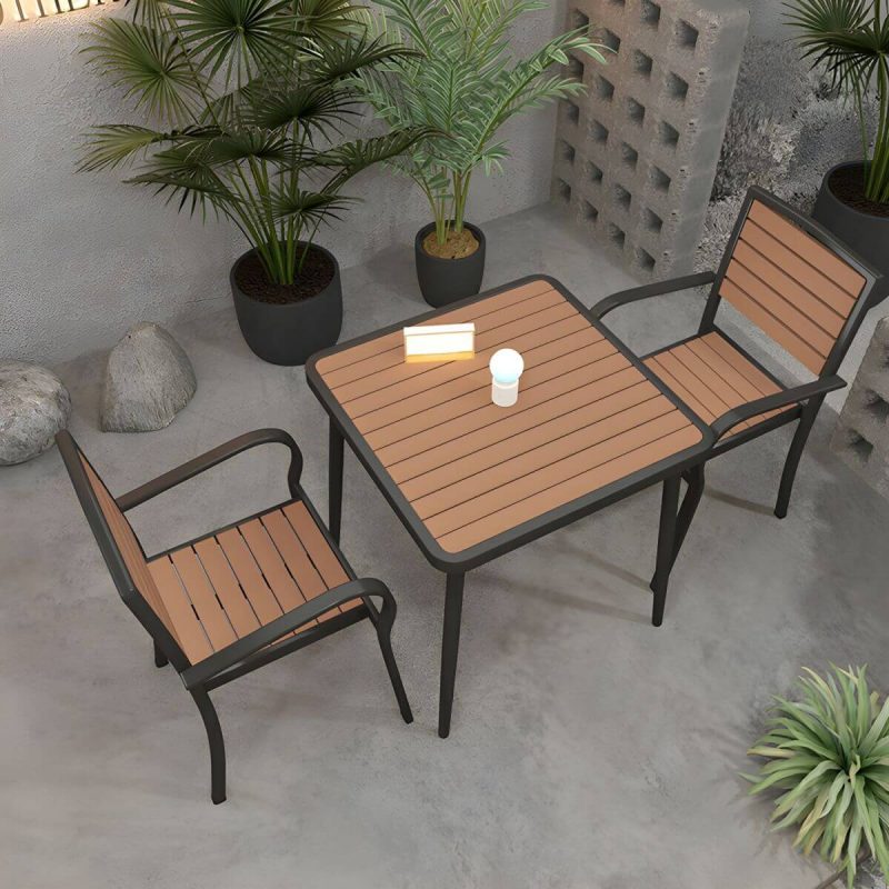 "Brown Wooden Patio Table Contemporary Style in Rectangular/Square Shape - Table Only 29.5"L x 29.5"W x 29.5"H Black"