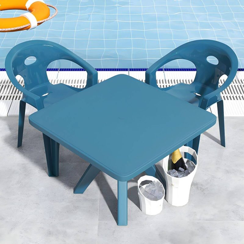 "Minimalistic Square Dining Table Plastic Outdoor Dining Table - Coffee Table Only"