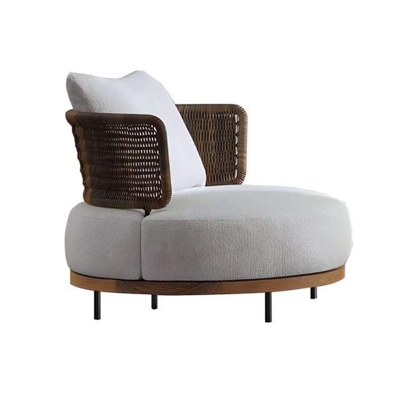 "Modern Wicker/Rattan Sofa with Waterproof Gray Upholstery and Cushions - 36"L x 36"W x 27"H 1-Seater Sofa"