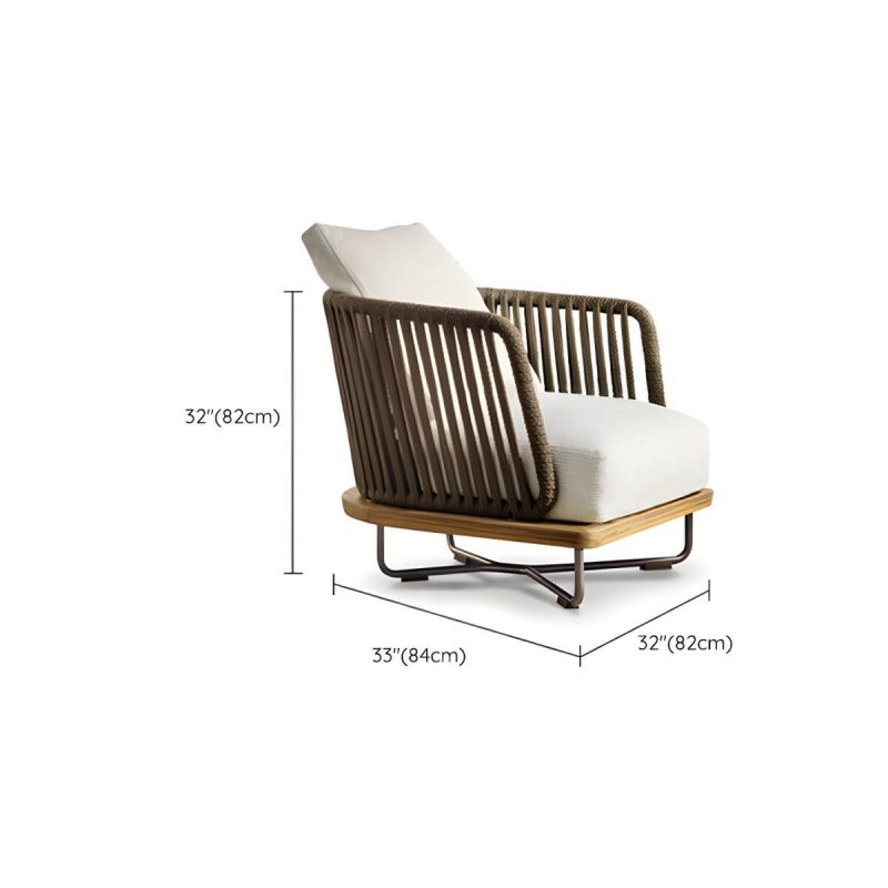 "Dimension of Contemporary Water Resistant Solid Wood Patio Sofa with Cushions - 1-Seater Sofa"