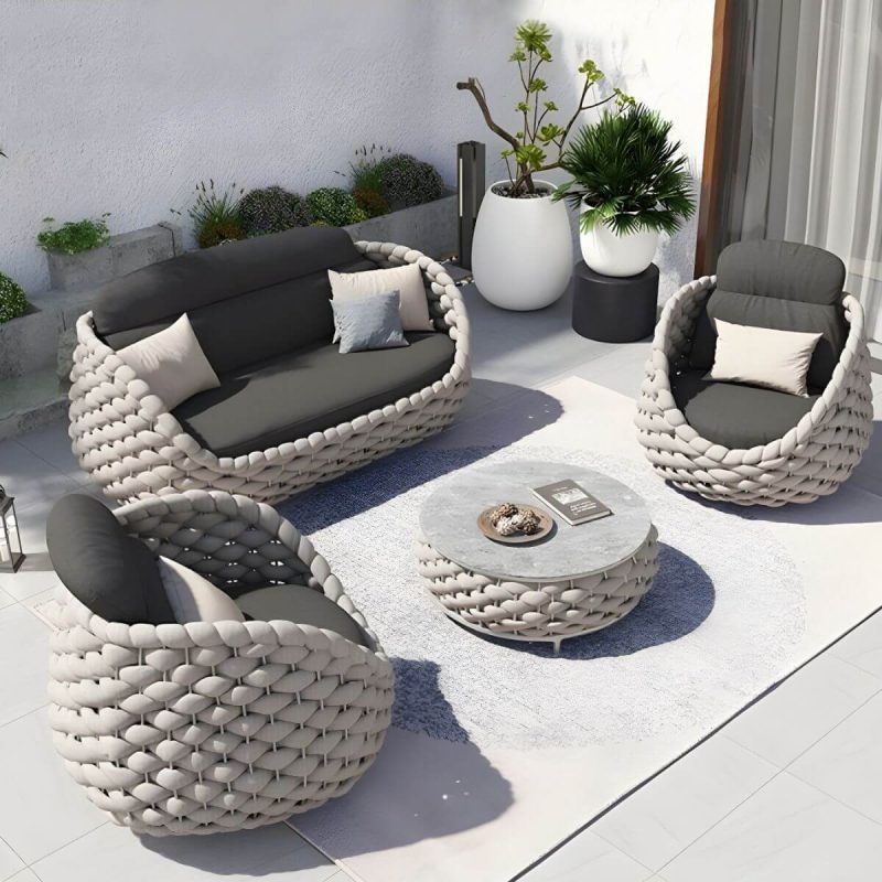 "Modular Gray Metal Modern Sofa with Upholstered Cushions for Versatile Outdoor Seating - 33.5"L x 33.5"W x 27.56"H"