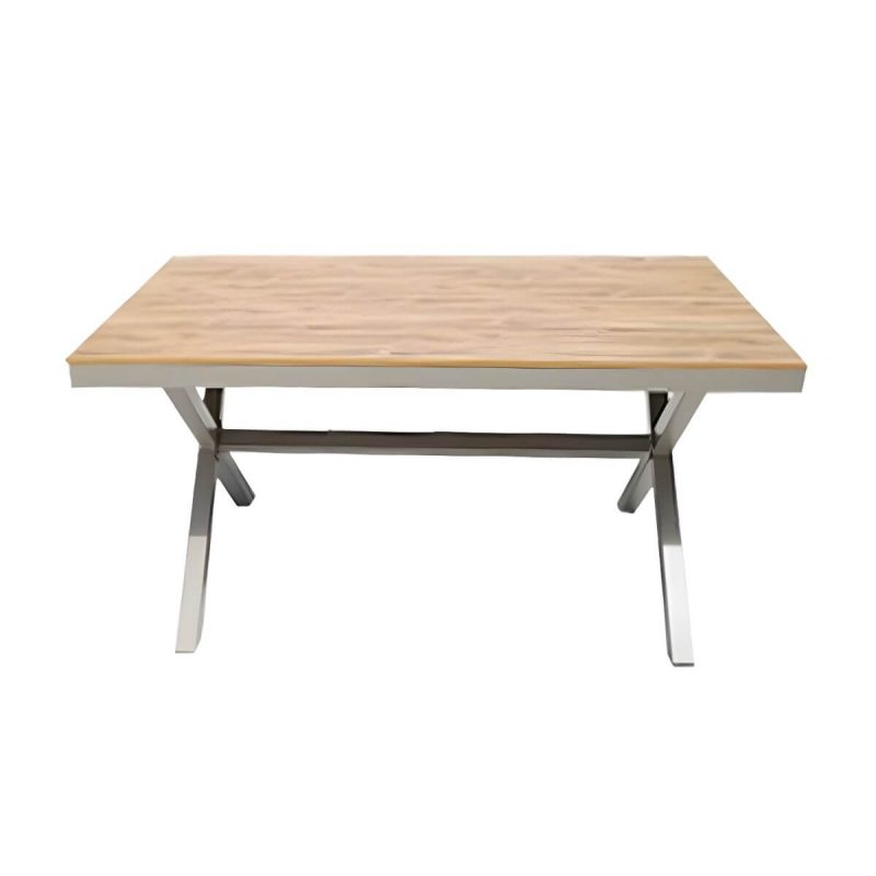 "Weatherproof Outdoor Aluminum Dining Set with Stackable Chairs and Modern Design - Table & Chair(s) 59"L x 35"W x 29"H 4"