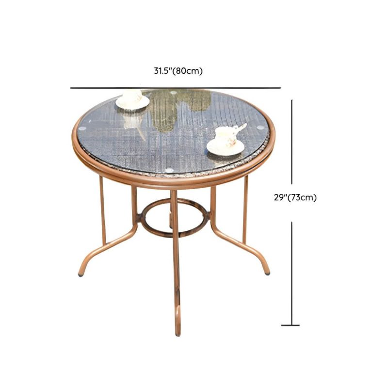 "Dimension of Contemporary Dining Table Set with Brown Woven Chair for Courtyard - Table & Chair(s) 31.5"L x 31.5"W x 28.7"H 4"