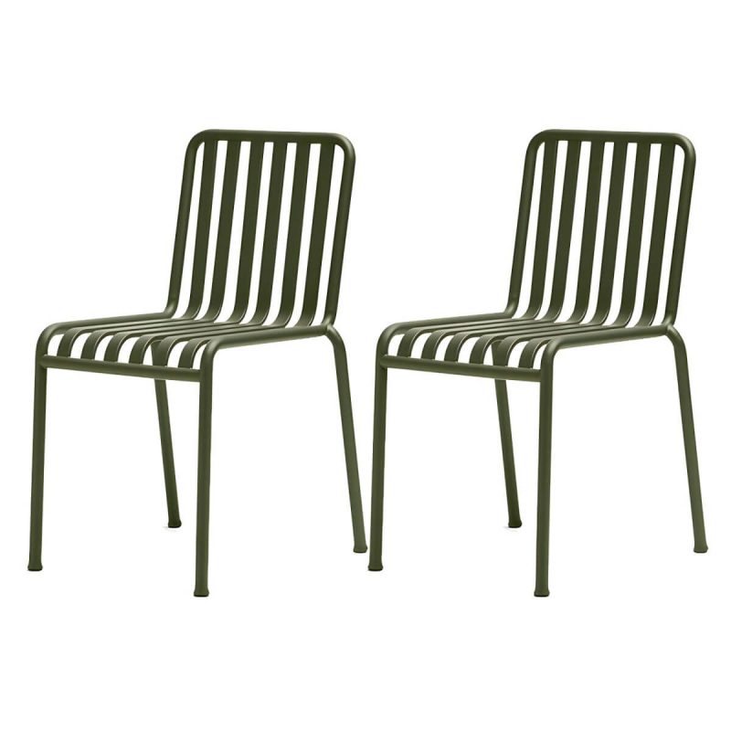 "Industrial Metal Outdoor Bistro Chairs Open Back Dining Chairs in Green - 22"L x 19"W x 31"H 2 Piece Set"