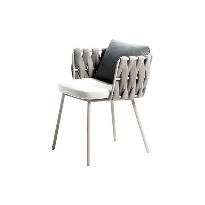 "Contemporary Aluminum Frame Patio Dining Chair with Water Repellent Finish Cushion - 1 Piece"