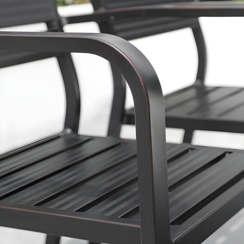 "Aluminum Dining Armchair Stacking Chairs 34.65" High in Black - 4 Piece Set"