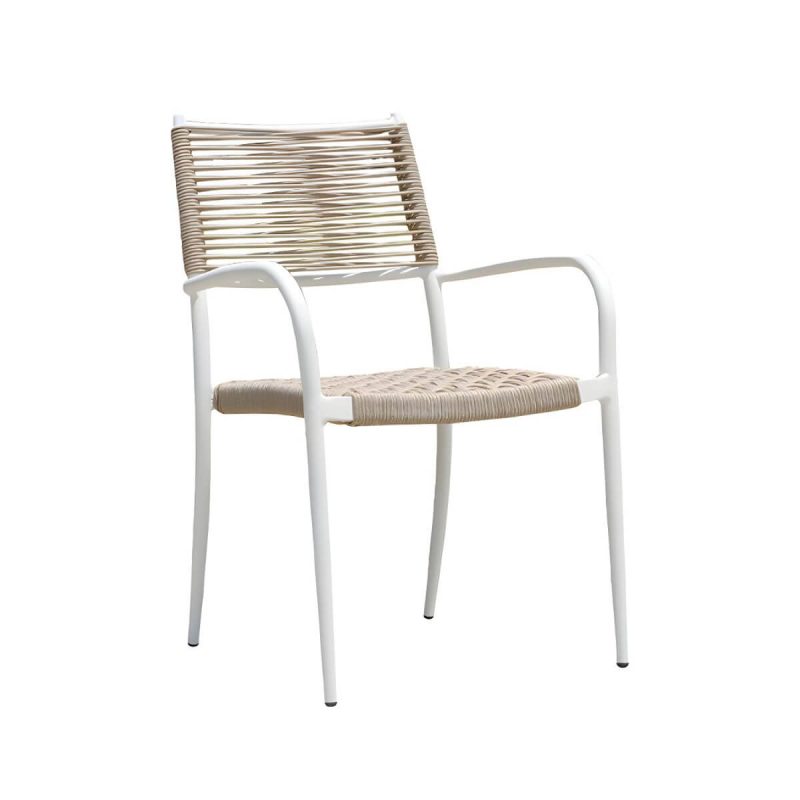 "Stacking Dining Side Chair Aluminum Outdoor Bistro Chairs with Arm - 1 Piece"