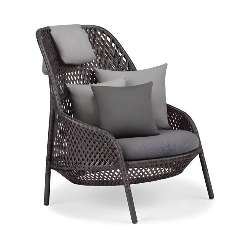 "Metal Frame Symmetrical Contemporary Patio Sofa with Pillow Cushions - Gray 31"L x 33"W x 43"H"