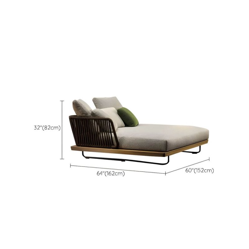 "Dimension of Tropical Patio Sofa Wood With Cushions Beige Fabric Water Resistant Outdoor Patio Sofa - 60"L x 64"W x 32"H"