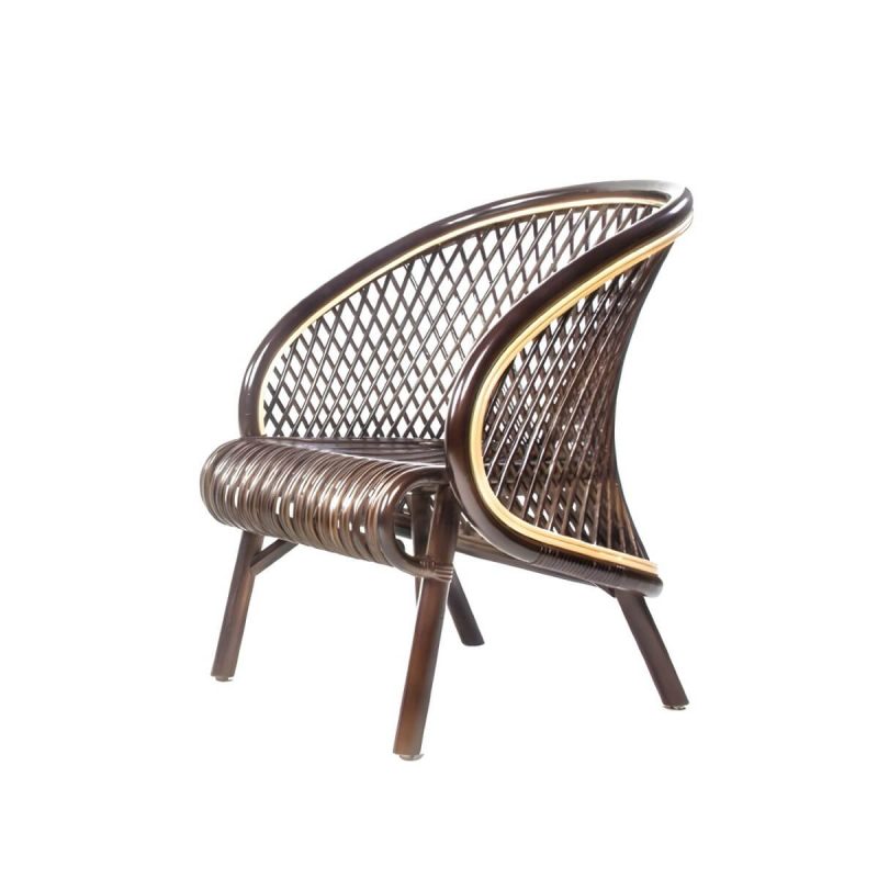 "Tropical Matte Finish Patio Chair Assembled Wicker with Arms - Nut-Brown 1 Piece"