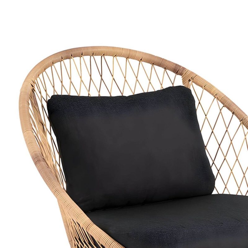 "Tropical Outdoors Dining Chair Rattan Side Chair with Cushion - 27.6"L x 29.5"W x 31.5"H Natural Finish 1 Piece"