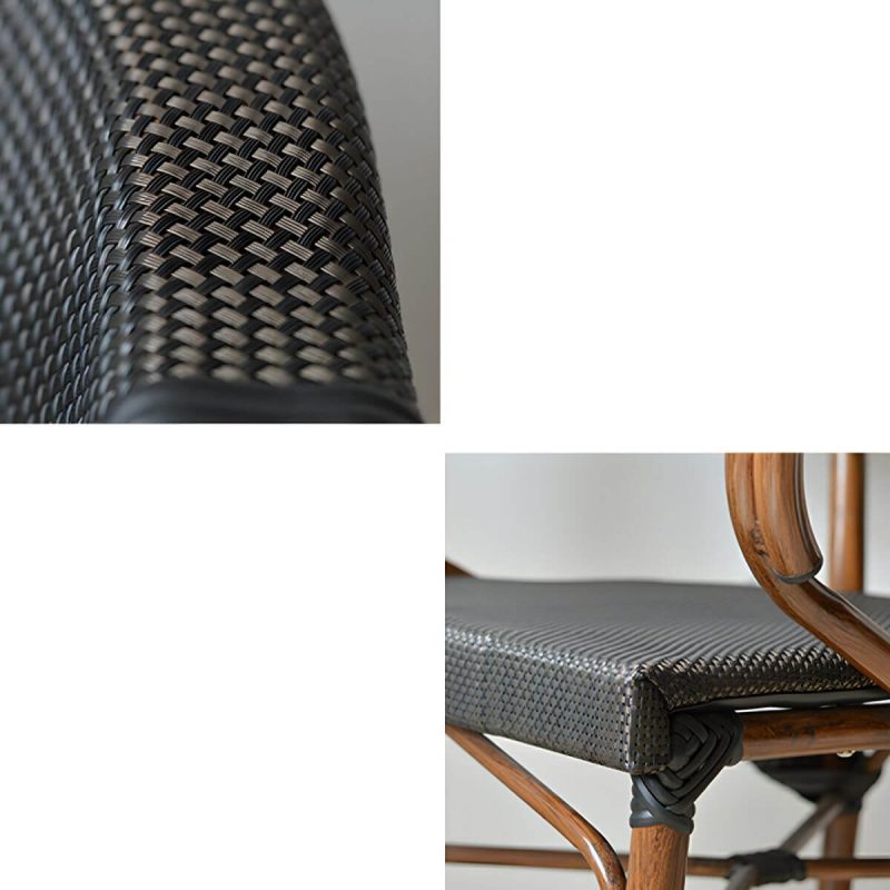 "Modern Brown Wicker/Rattan Patio Dining Set with Stackable Chairs, Metal Table Base - Table & Chair(s) 23.6"L x 23.6"W x 28.7"H 4"