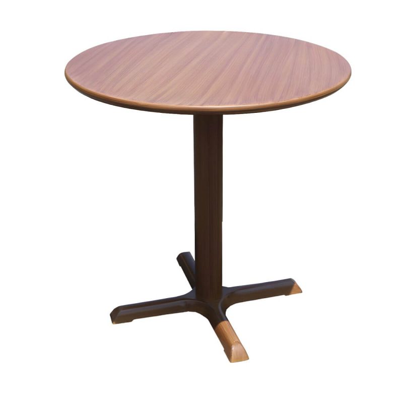 "Modern Geometric Waterproof Courtyard Table Metal Base Outdoor Table - Table Only Round Wood Color 27.6"L x 27.6"W x 27.6"H"