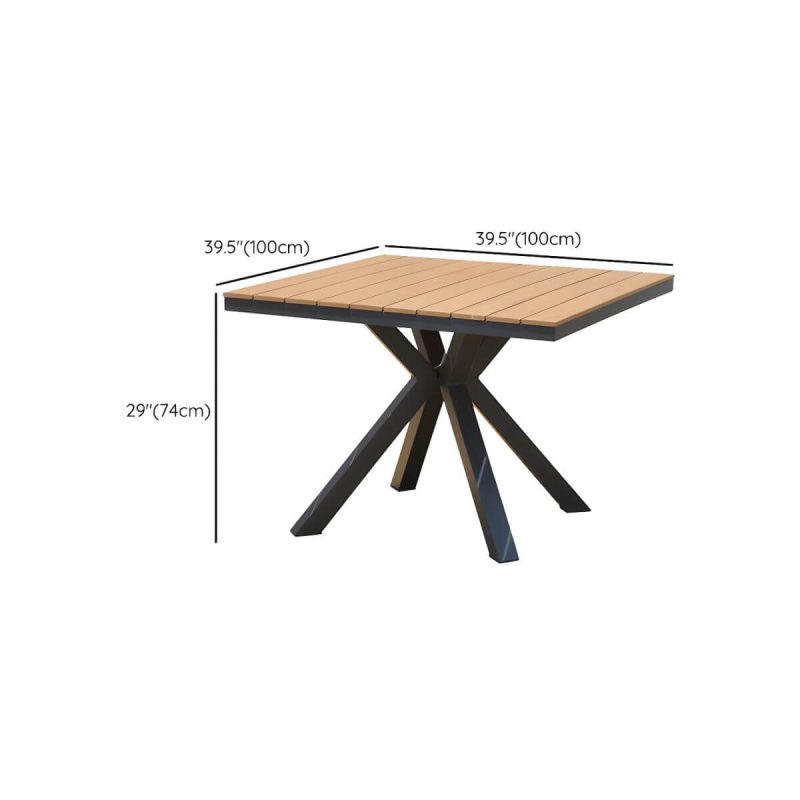"Dimension of Modern Artificial Wood Courtyard Table Geometric Outdoor Table - Table Only 39.4"L x 39.4"W x 29.1"H Square"