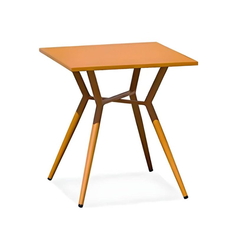 "Traditional Style Patio Table Metal Water Resistant Patio Table - Square Orange Table Only"