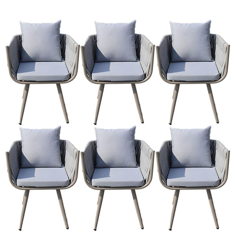 "Tropical Washable Cushion Side Chair Gray Dining Side Chair with Arm - 6 Piece Set"