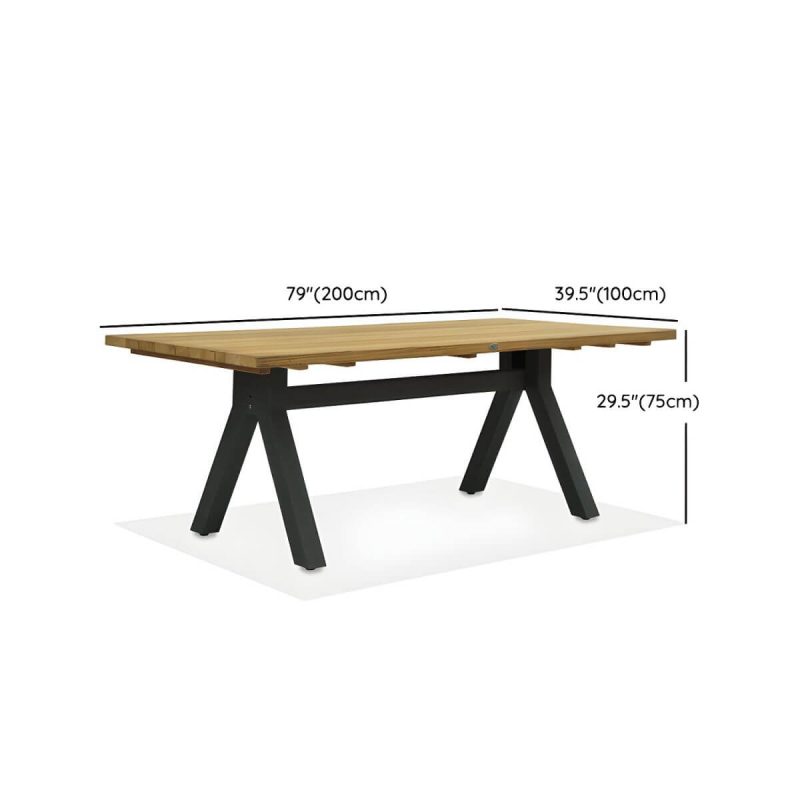 "Dimension of Boho Patio Dining Table Set 1/5/7/9 Pcs Aluminum Frame Patio Dining Table and Chairs - Table 78.7"L x 39.4"W x 29.5"H Zero Wood Color"