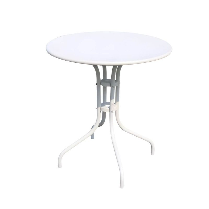 "Contemporary Metal Dining Table Set with White Top for Courtyard - Table & Chair(s) 28"L x 28"W x 28"H 4"