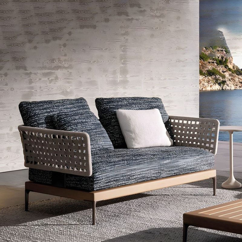 "Scandinavian Patio Sofa Water Resistant Gray Outdoor Patio Sofa - Left Corner Sofa Aluminum 70"L x 30"W x 26"H"