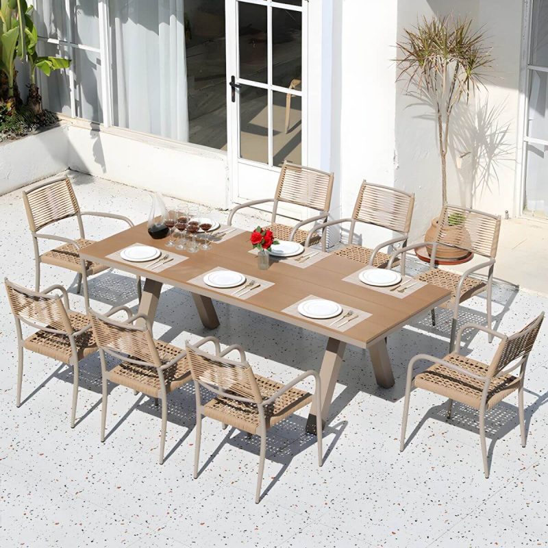 "Aluminum Outdoor Chair Contemporary Arm Chair Outdoor Bistro Chair - Sling 8 Piece Set"
