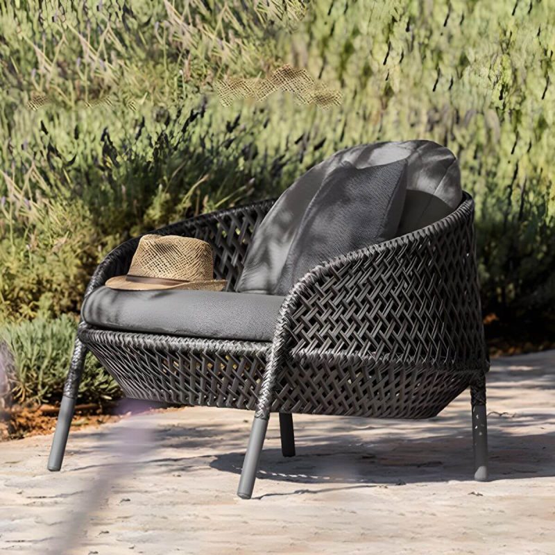 "Metal Frame Symmetrical Contemporary Patio Sofa with Pillow Cushions - Gray 31"L x 33"W x 31"H"