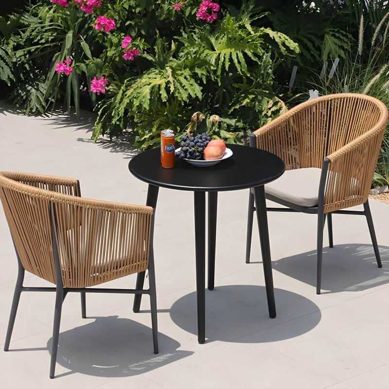 "Mid-Century Modern Dining Table Set with 4 Legs Chair for Outdoors - Table & Chair(s) 27.6"L x 27.6"W x 29.1"H 2"