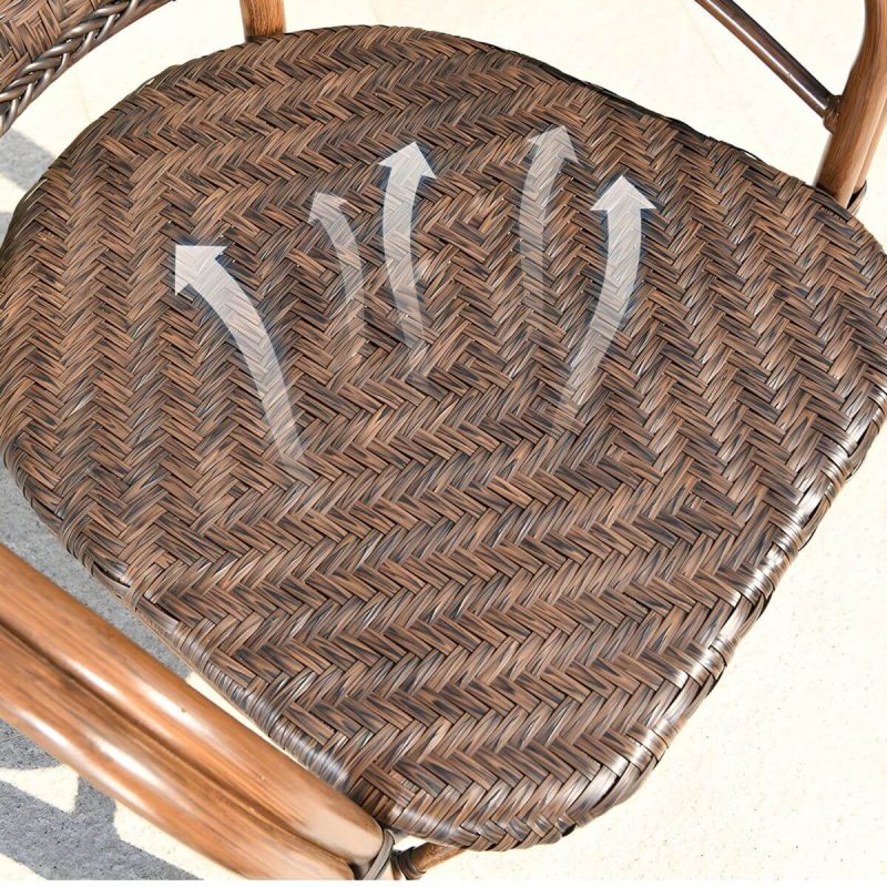 "Contemporary Dining Table Set with Brown Woven Chair for Courtyard - Table & Chair(s) 31.5"L x 31.5"W x 28.3"H 4"