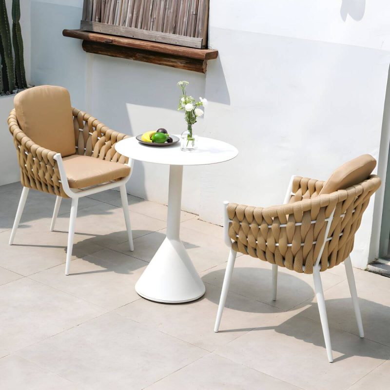 "Contemporary Outdoors Dining Chairs with Removable Water Repellent Finish Cushion - Gray 8 Piece Set"