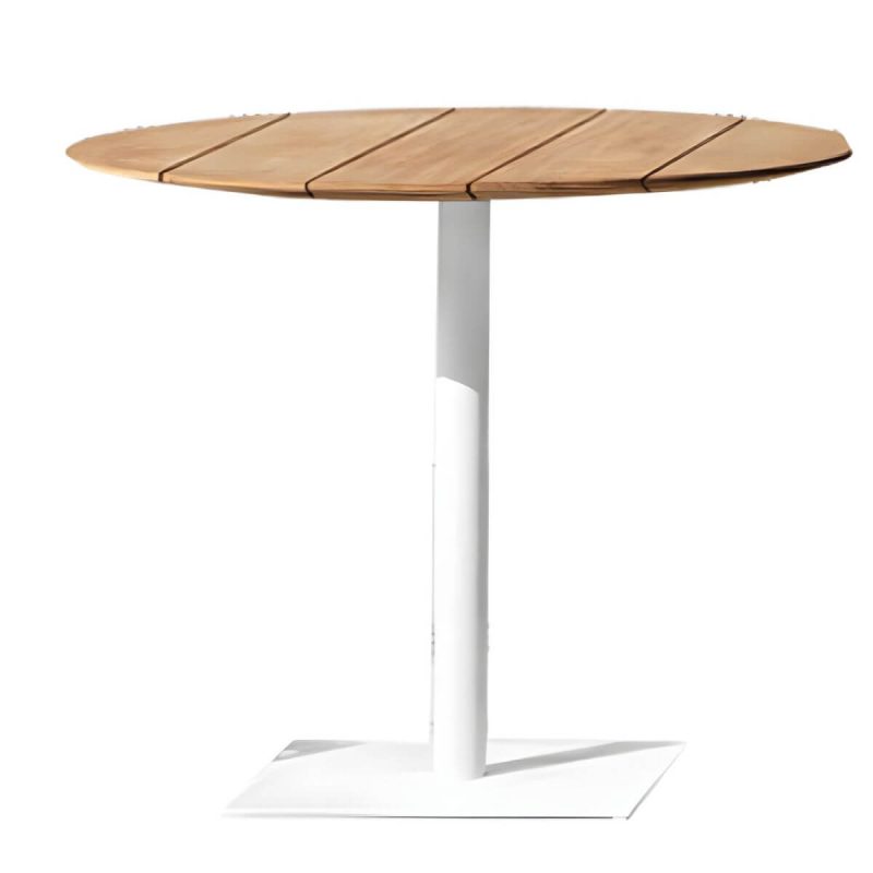 "Modern Style Waterproof Courtyard Table Aluminium Outdoor Table - Table Only 27.6"L x 27.6"W x 29.1"H Brown Round"