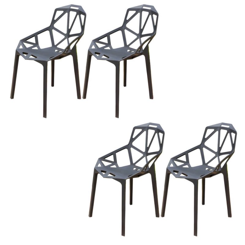 "Stacking Dining Armchair Contemporary Plastic Patio Arm Chair - 21"L x 20"W x 32"H 4 Piece Set"