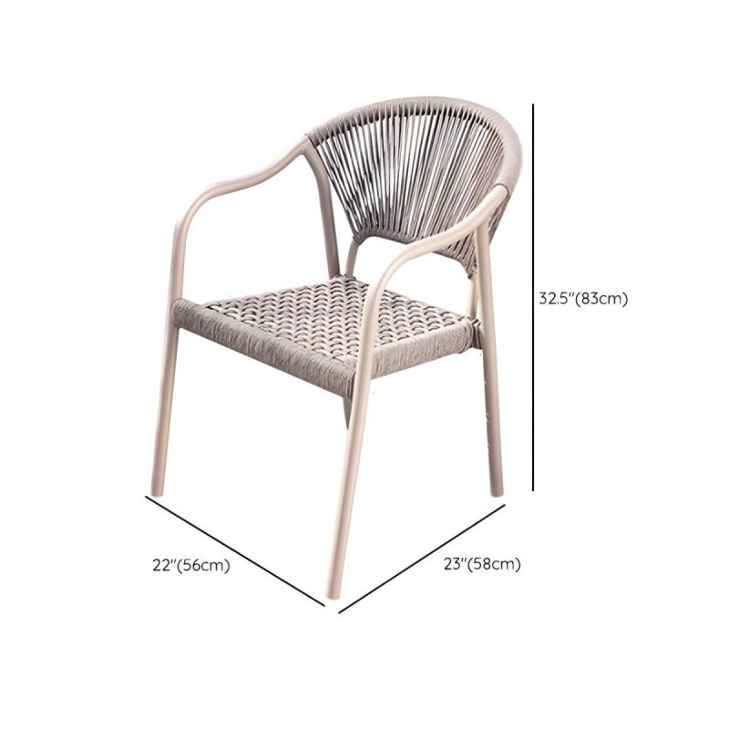 "Dimension of Modern Stackable Brown Metal Arm Chair with Wicker Back for Patio Dining - 1 Piece"