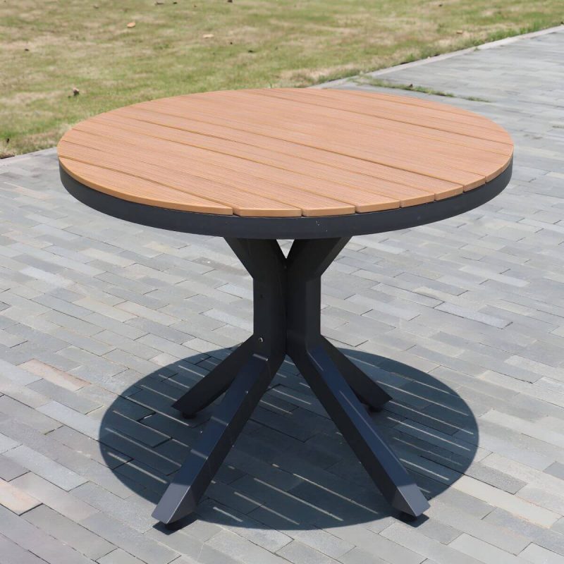 "Contemporary Aluminum Frame Patio Table Water and UV Resistant Patio Table - 35.4"L x 35.4"W x 28.3"H Round Table Only"