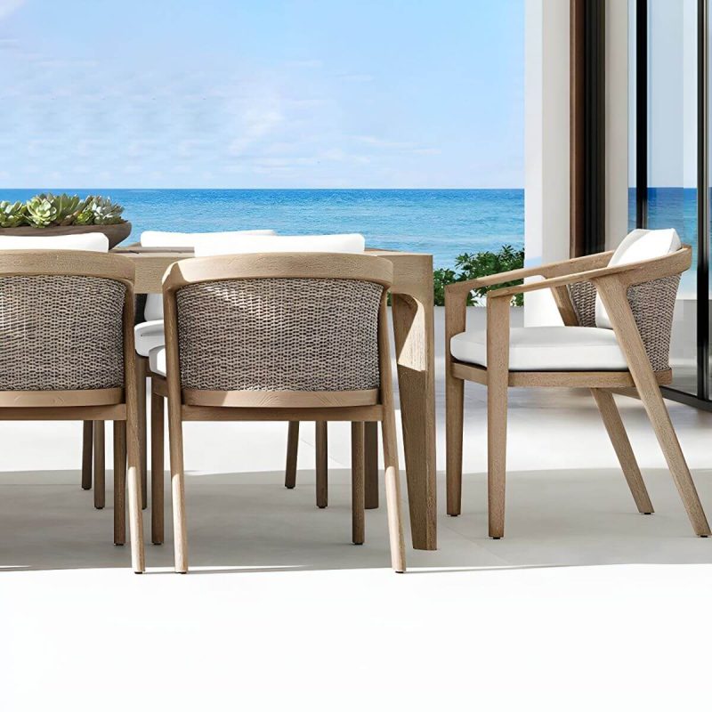 "Contemporary Teak Wood Coffee Table Solid Wood Outdoor Patio Table - Table Only 118.1"L x 39.4"W x 29.5"H"