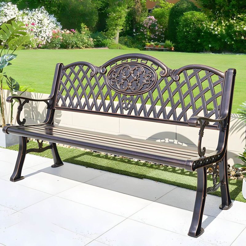"Contemporary Accent Bench with Legs Water Resistant for Outdoor - Copper 61"L x 24"W x 34"H"