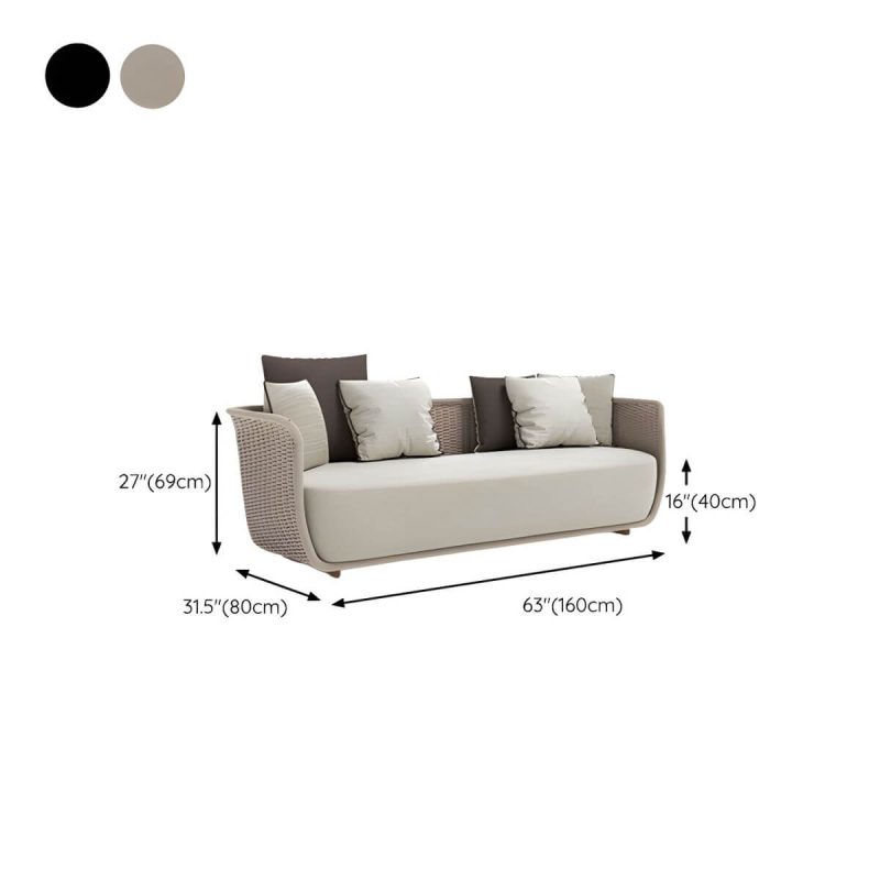 "Dimension of Contemporary Outdoor Sofa with Cushion UV and Water Resistant Patio Sofa - Beige 2-Seater Sofa"