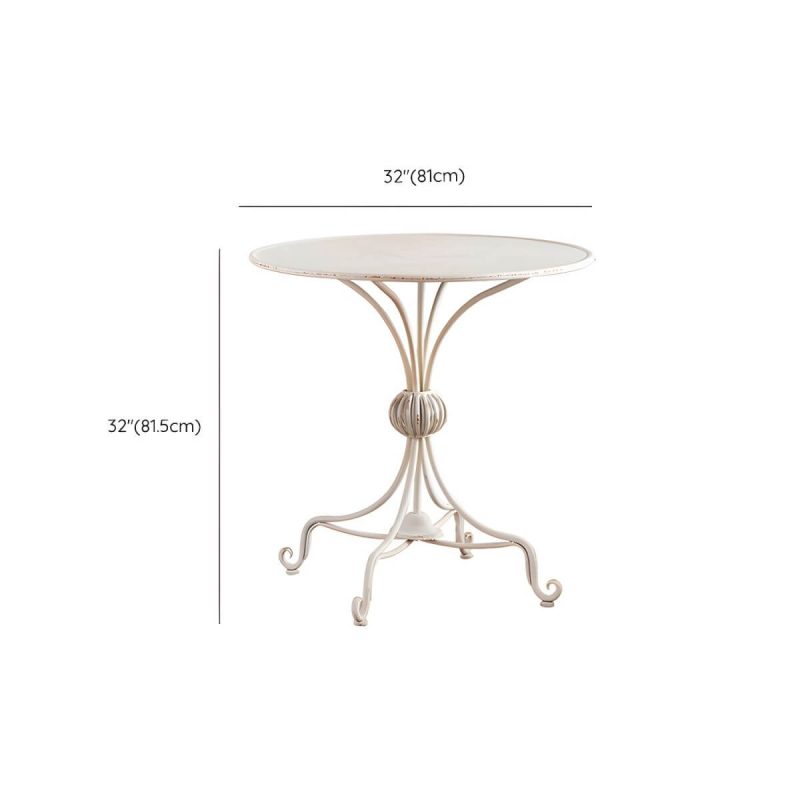 "Dimension of Round Shape Patio Table Contemporary Style Metal Scratch Resistant in White - White Inner Table Only"