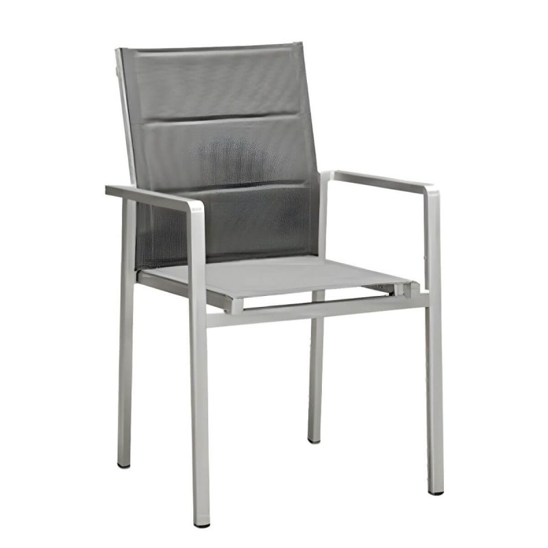 "Stacking Metallic Antique Finish Patio Chair Industrial Style without Cushions - 4 Piece Set"