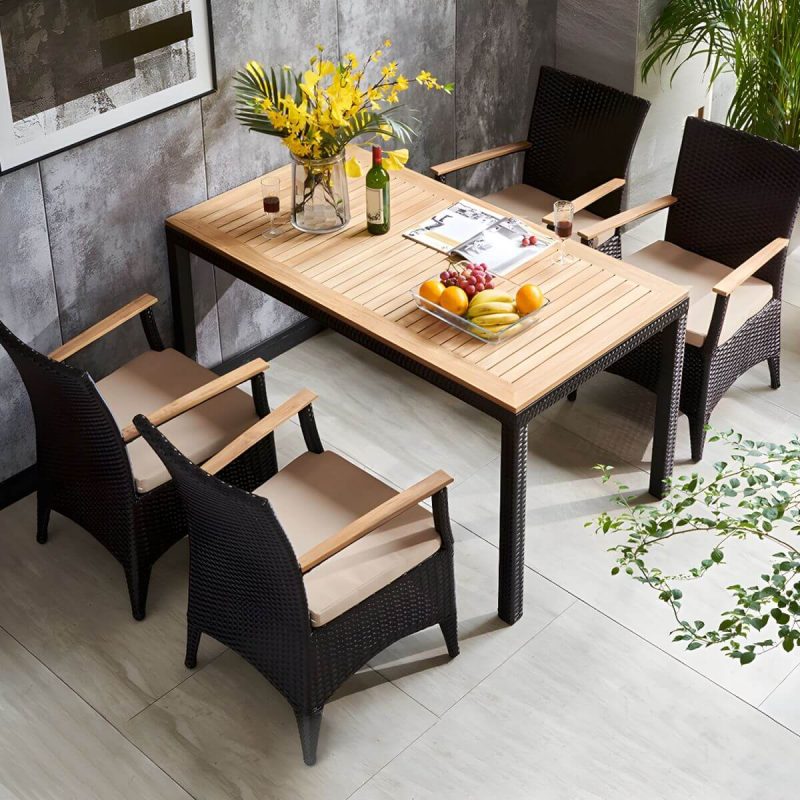 "Boho 1/5/7/9 Pcs Patio Dining Table Set Wood Dining Table Set - Table & Chair(s) 55.1"L x 31.5"W x 29.5"H 4"