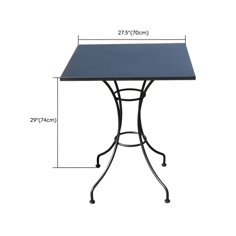 "Dimension of Industrial Metal Frame Side Table Outdoor Aluminum Patio Table - Table Only Black Square"