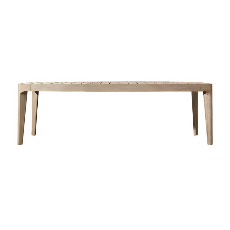 "Elegant Teak Wood Weatherproof Patio Dining Set with Modern Design - Table 94.5"L x 39.4"W x 29.5"H"