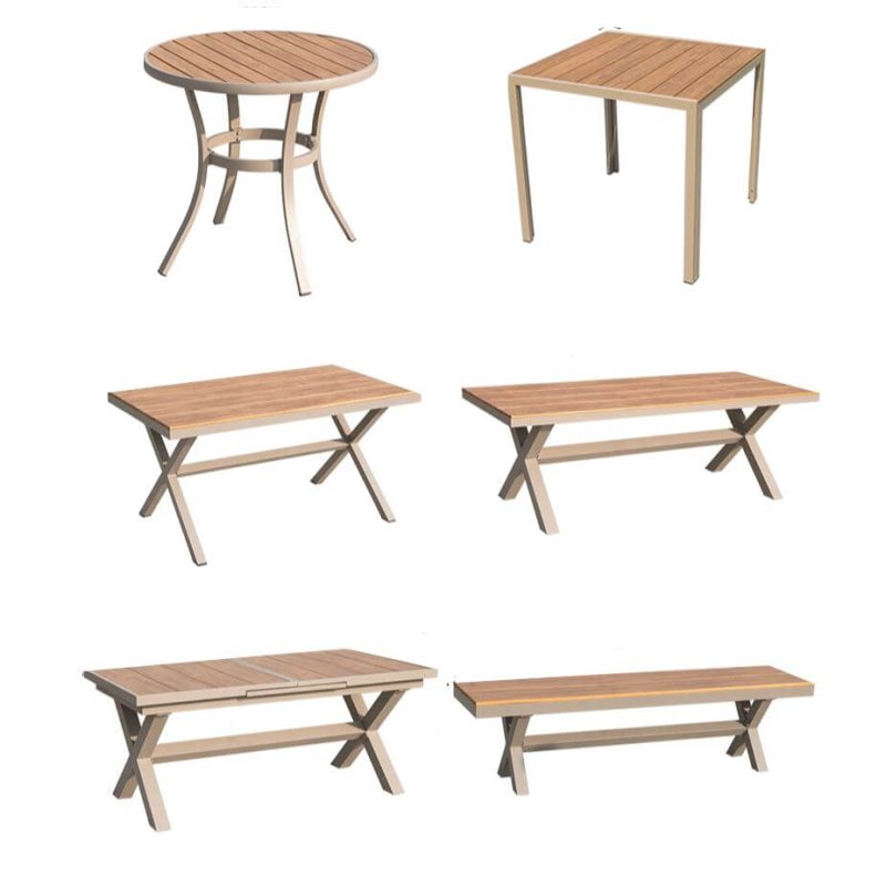"Art Deco Sepia Aluminum Patio Dining Table with a Fixed Square Top, 35.4"L x 35.4"W x 28.7"H, Without Chairs"