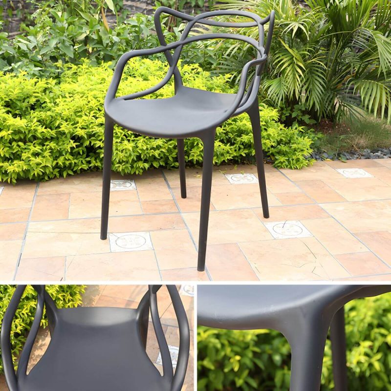 "Stacking Dining Armchair Contemporary Plastic Patio Arm Chair - 15"L x 20"W x 31"H 6 Piece Set"