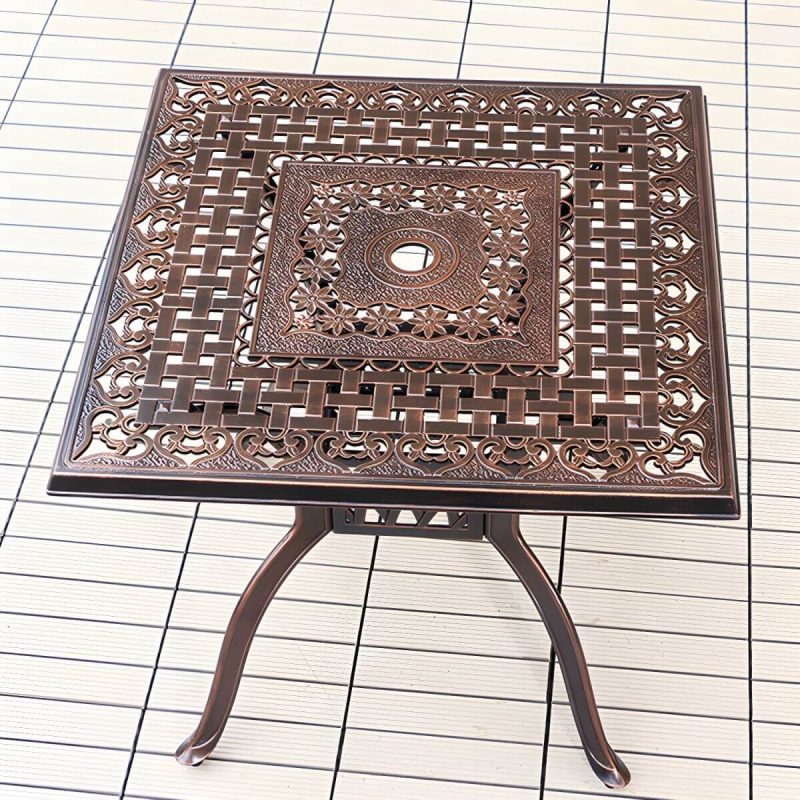 "Aluminum Outdoor Patio Table Industrial UV Resistant Patio Table - Table Only 31.5"L x 31.5"W x 28.7"H Brown"