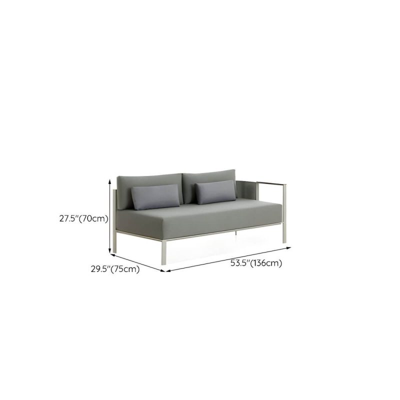 "Dimension of Stainless Steel Frame Outdoor Sofa Industrial Water Resistant Patio Sofa with Cushion - Left Armrest Double Seat"