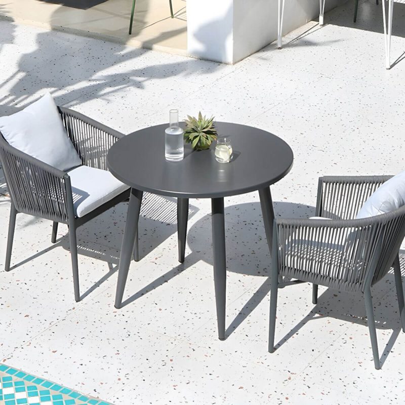 "Tropical Style Metallic Patio Chair Antique Finish with Cushions - 8 Piece Set"