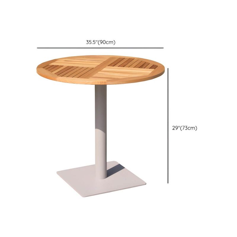 "Dimension of Modern Outdoor Patio Table UV Resistant Dining Table with Metal Frame - Table Only 35.4"L x 35.4"W x 28.7"H Natural Finish Round"