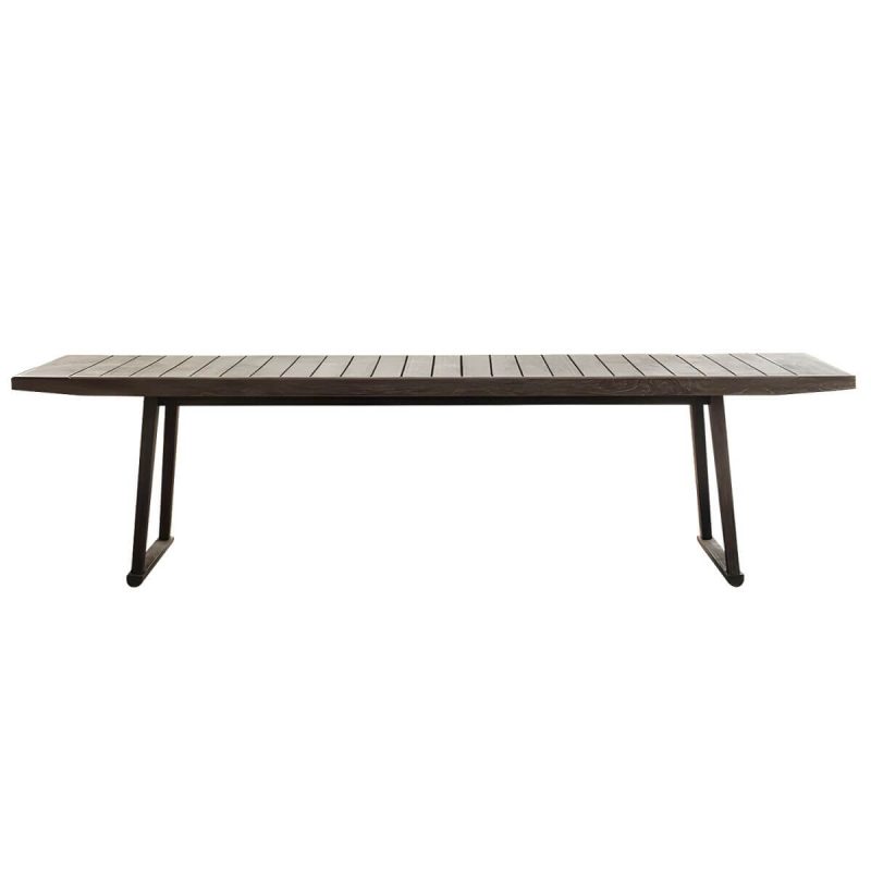 "Traditional Rectangular Teak Wood Patio Dining Table in Brown with 72cm Table Leg Height - Table Only 118"L x 35"W x 29"H"